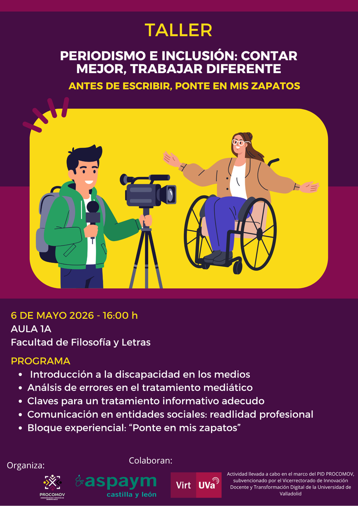 Cartel del taller periodismo e inclusión